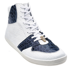 Belvedere Enzo Shark Skin & Crocodile Sneakers White / Royal Blue