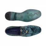 Belvedere Ernesto Velvet & Crocodile Tassel Loafers Emerald