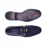 Belvedere Ernesto Velvet & Crocodile Tassel Loafers Navy Blue