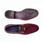 Belvedere Ernesto Velvet & Crocodile Tassel Loafers Scarlet Red