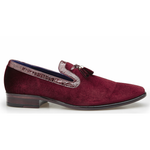 Belvedere Ernesto Velvet & Crocodile Tassel Loafers Scarlet Red