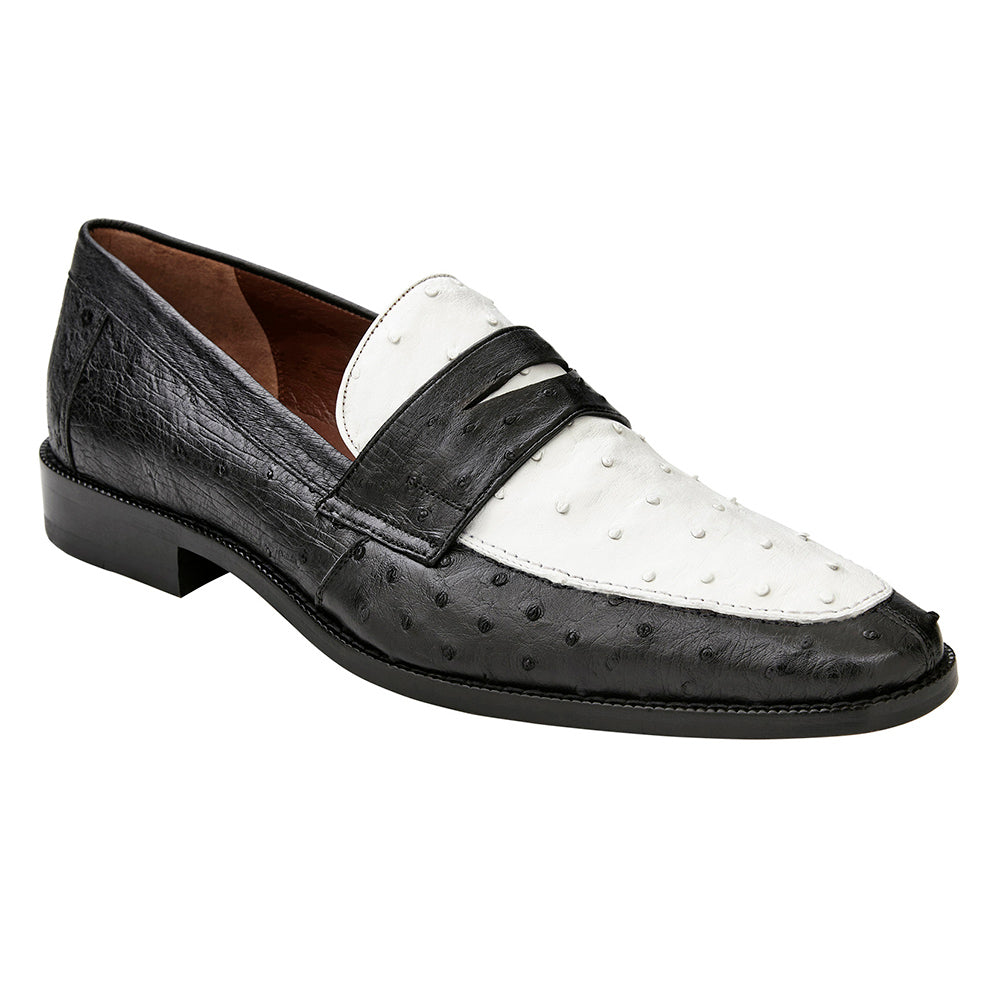 Belvedere Espada Genuine Ostrich Loafers Black/White