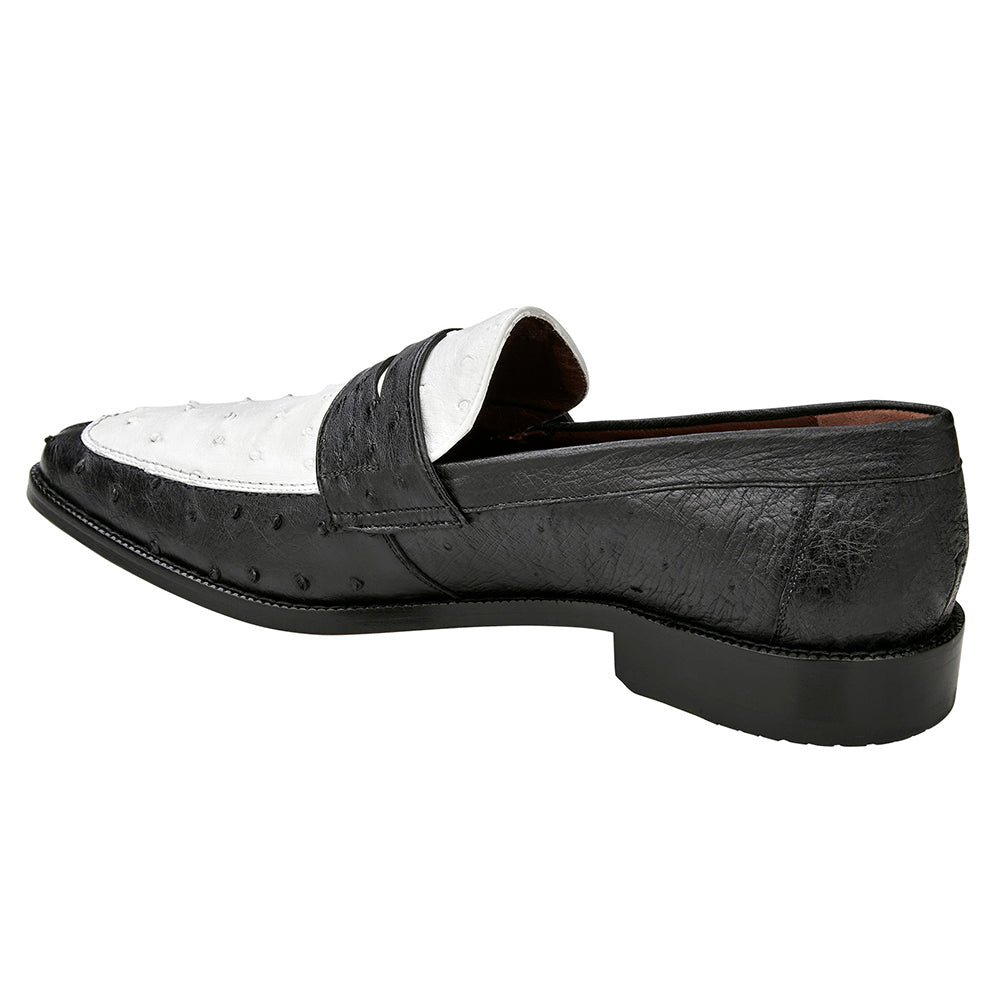 Belvedere Espada Genuine Ostrich Loafers Black/White
