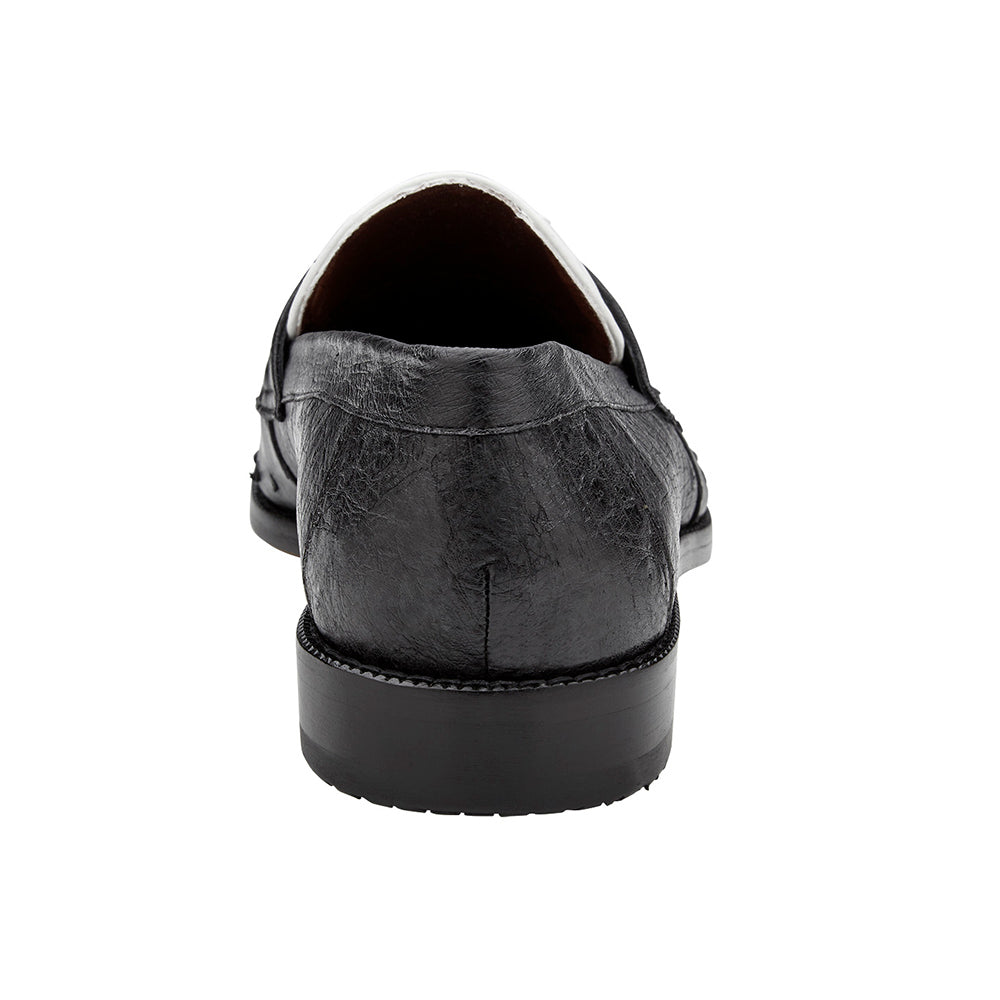 Belvedere Espada Genuine Ostrich Loafers Black/White