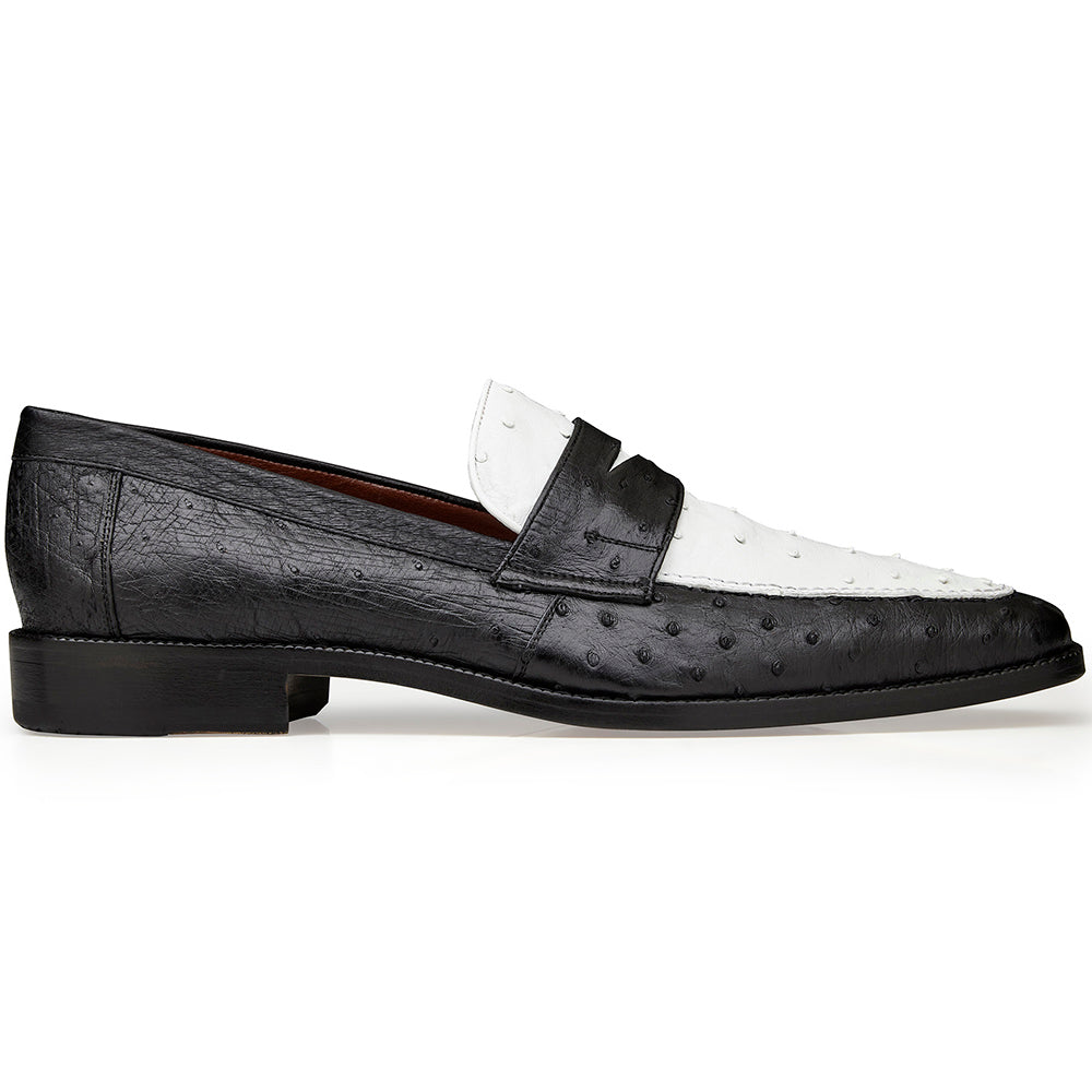 Belvedere Espada Genuine Ostrich Loafers Black/White