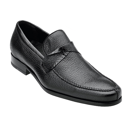 Belvedere Evaldo Deerskin & Alligator Loafers Black