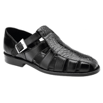 Belvedere Fabrizio 2 Crocodile & Calfskin Sandals Black