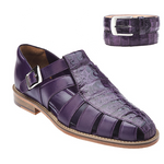 Belvedere Fabrizio 2 Crocodile & Calfskin Sandals Purple