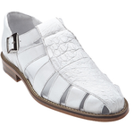 Belvedere Fabrizio 2 Crocodile & Calfskin Sandals White