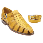Belvedere Fabrizio 2 Crocodile & Calfskin Sandals Yellow