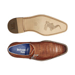 Belvedere Falcon Caiman & Calf Monk Strap Antique Almond Safari