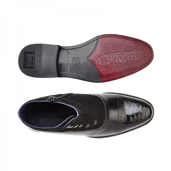 Belvedere Filipo Ostrich Boots Black