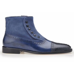 Belvedere Filipo Ostrich & Calfskin Cap Toe Boots Navy