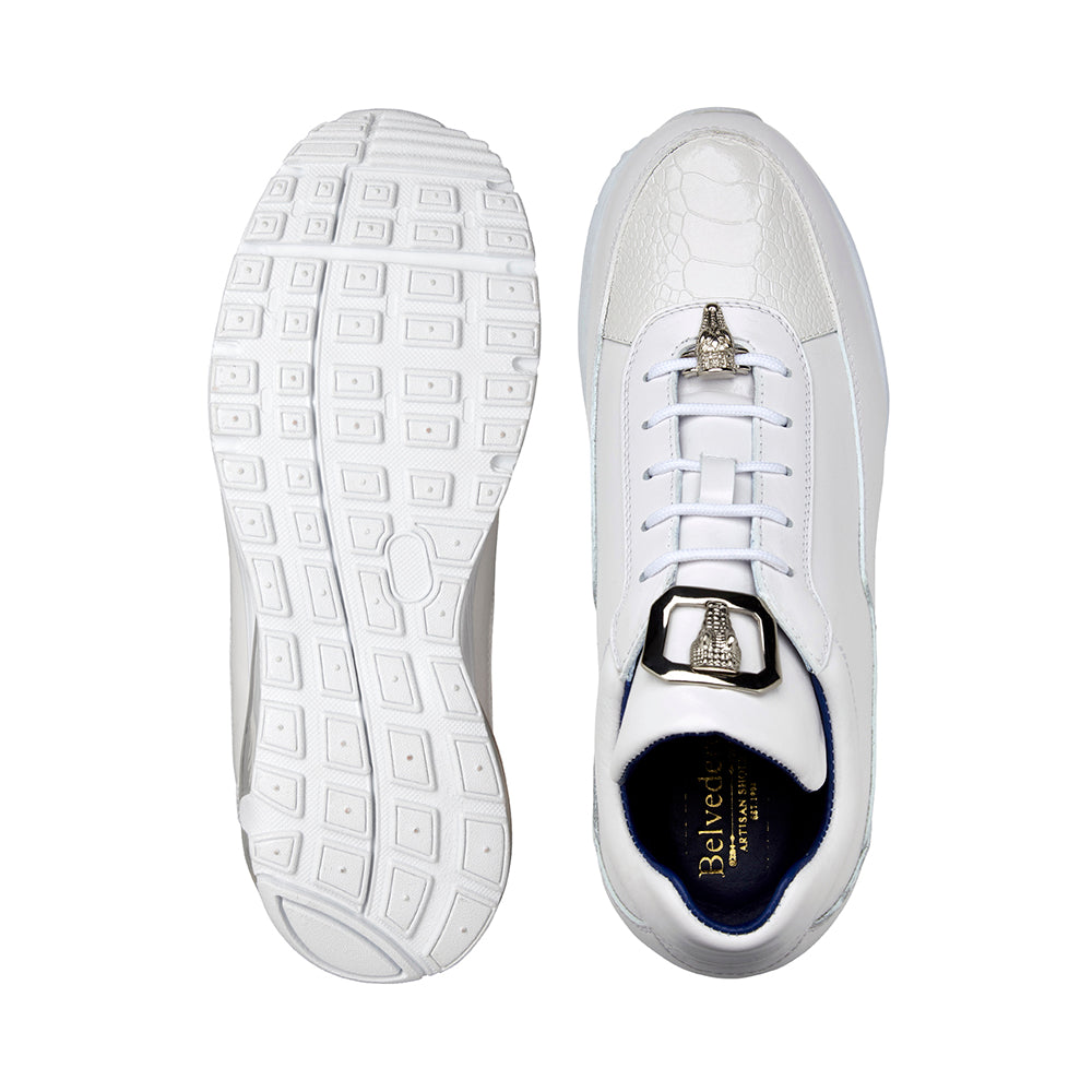 Belvedere Flash Ostrich / Calfskin Sneakers White