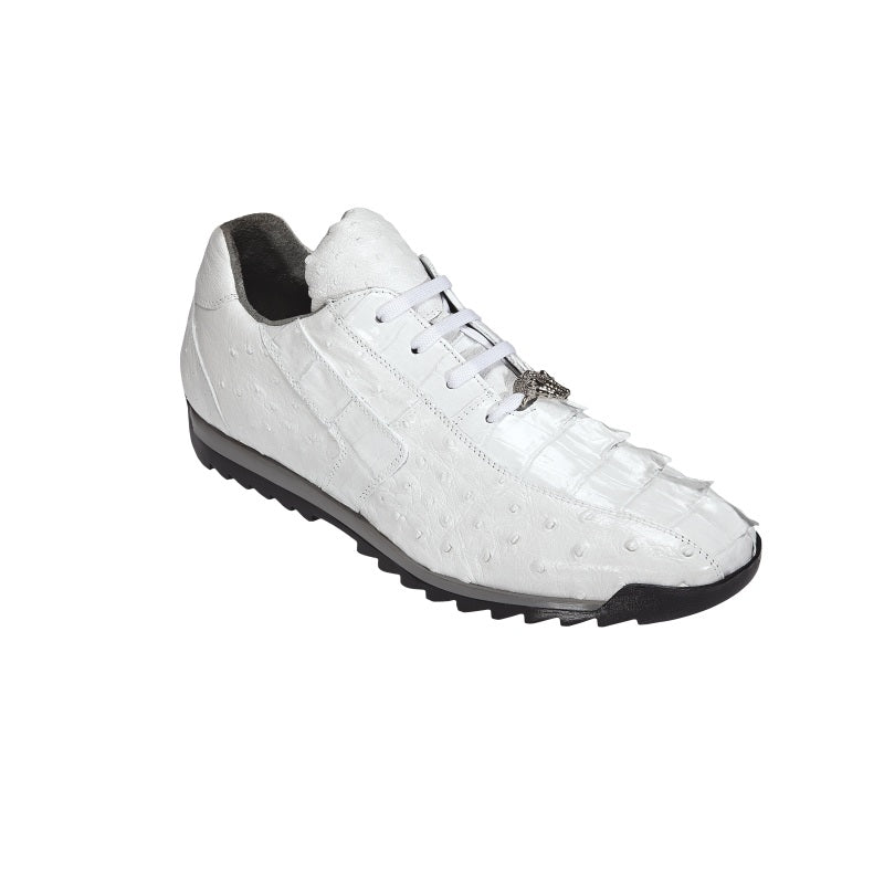 Belvedere Forte Hornback & Ostrich Sneakers White