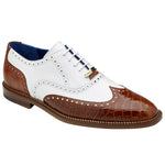 Belvedere Franco Alligator / Italian Leather Shoes Peanut / White