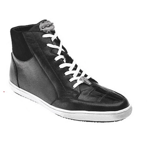 Belvedere Franco Crocodile & Soft Calfskin High Top Sneakers Black