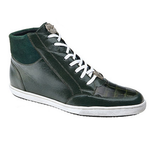 Belvedere Franco Crocodile & Soft Calfskin High Top Sneakers Grass Green