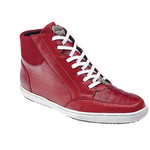 Belvedere Franco Crocodile & Soft Calfskin High Top Sneakers Red