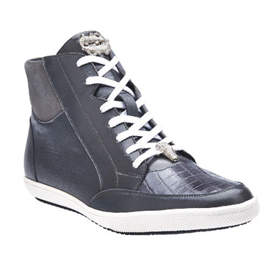 Belvedere Franco Crocodile & Soft Calfskin High Top Sneakers Spring Gray