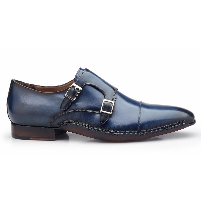 Belvedere Frankfurt Double Monk Strap Shoes Antique Electric Blue