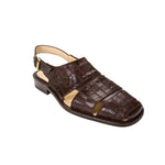 Belvedere Fumo Lizard Patchwork Sandals Dark Brown