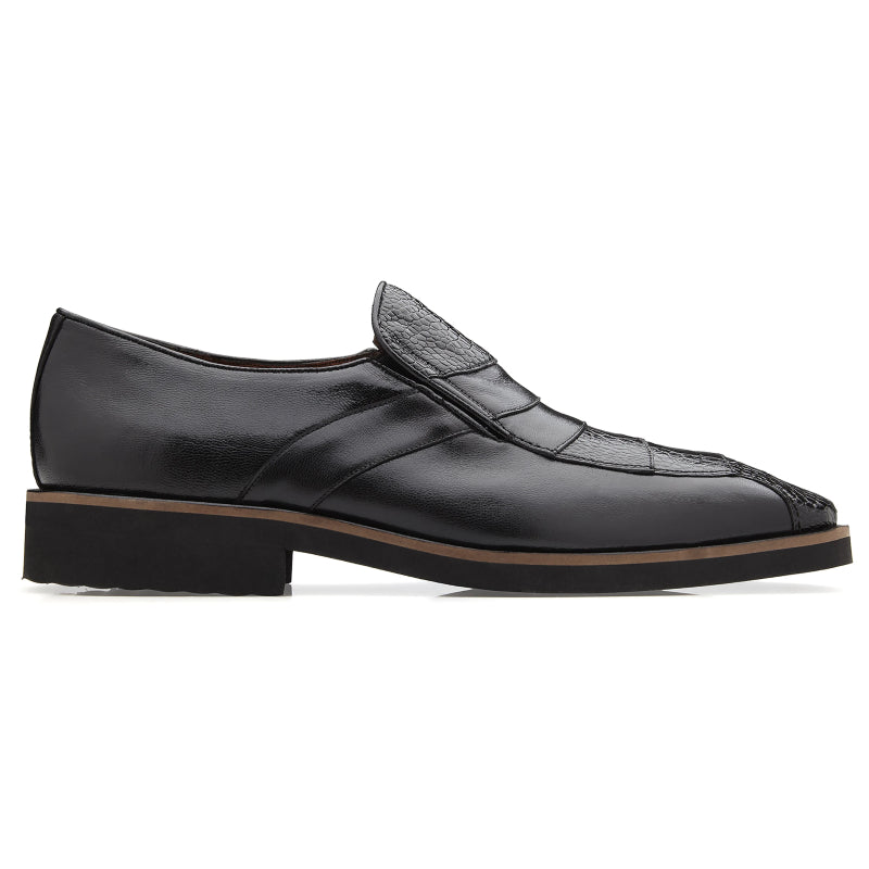Belvedere Gavino Ostrich & Calfskin Loafers Black
