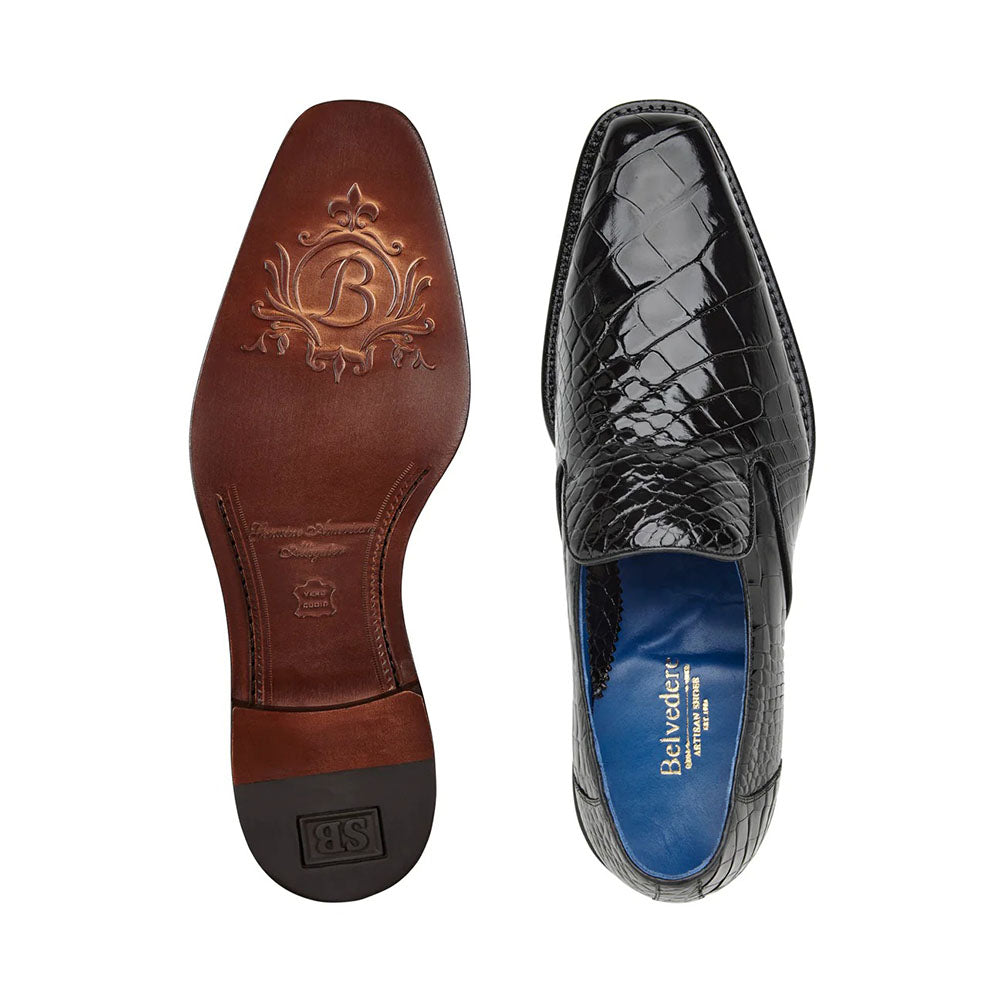 Belvedere Genova Genuine Alligator Shoes Black (R53)