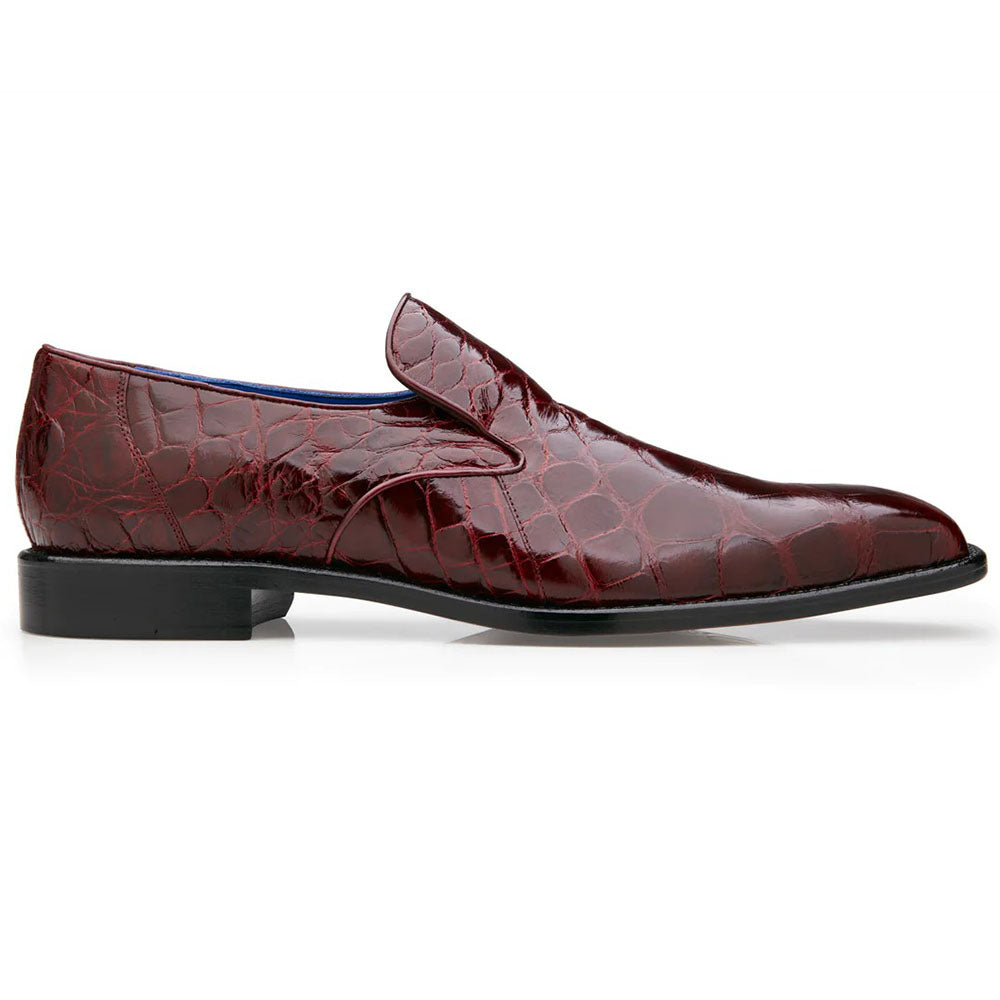Belvedere Genova Genuine Alligator Shoes Dark Burgundy