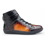 Belvedere George Crocodile & Calfskin High Top Sneakers Antique Orange / Black