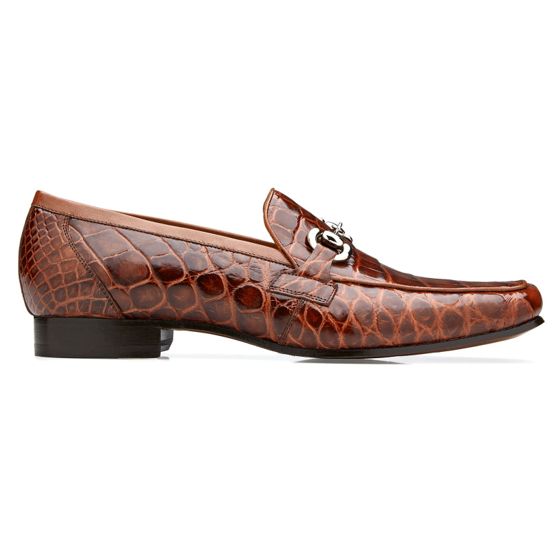 Belvedere Gerald Alligator Bit Loafers Peanut