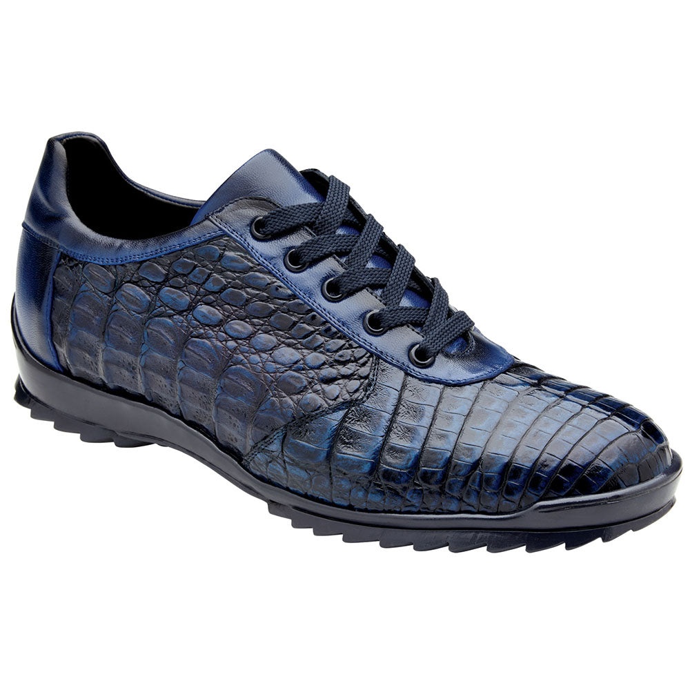 Belvedere Germano Caiman Crocodile Sneakers Antique Ocean