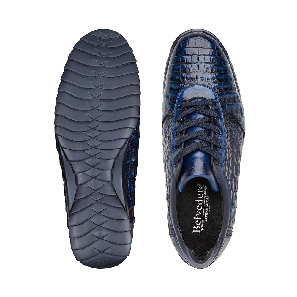 Belvedere Germano Caiman Crocodile Sneakers Antique Ocean