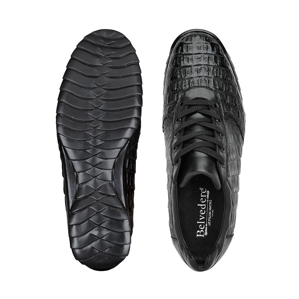 Belvedere Germano Caiman Crocodile Sneakers Black