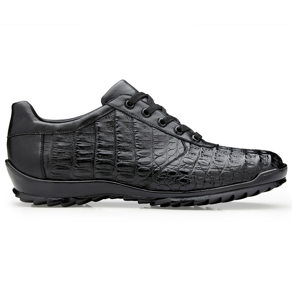Belvedere Germano Caiman Crocodile Shoes Black