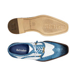 Belvedere Gerry Ostrich & Woven Shoes Antique Blue Safari / White