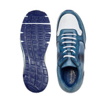 Belvedere Gino Genuine Ostrich/ Soft Italian Calfskin Sneakers Carabian Blue/White