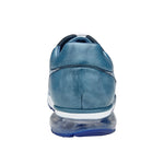 Belvedere Gino Genuine Ostrich/ Soft Italian Calfskin Sneakers Carabian Blue/White