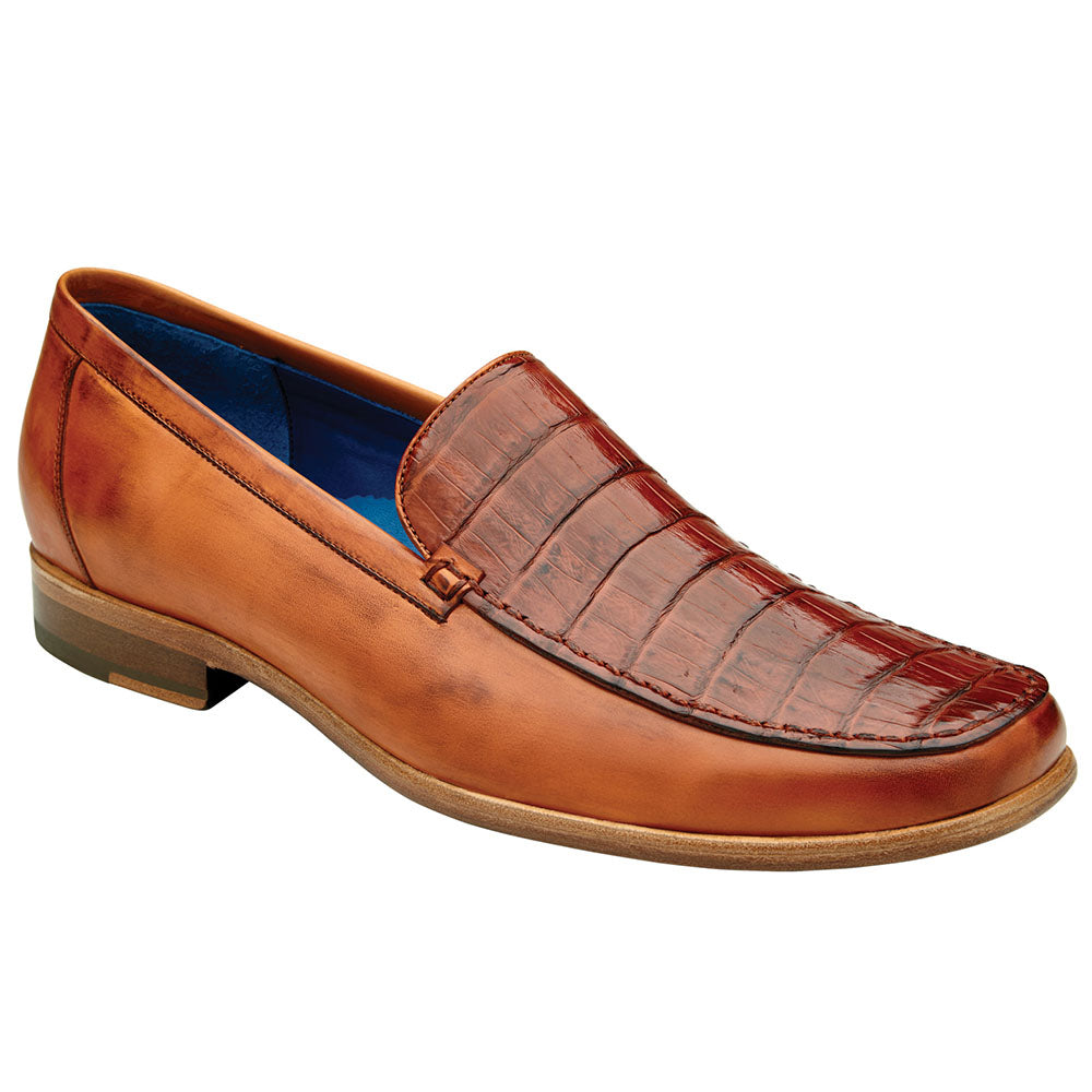 Belvedere Gosto Caiman Crocodile & Calfskin Loafers Antique Brandy