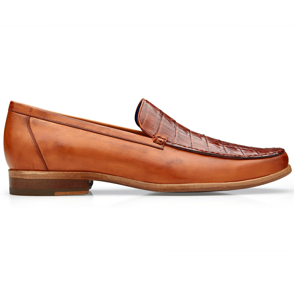 Belvedere Gosto Caiman Crocodile & Calfskin Loafers Antique Brandy