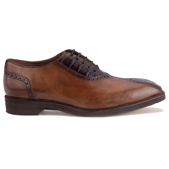 Belvedere Grant Caiman & Calfskin Oxfords Antique Almond / Chocolate