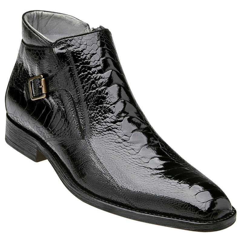 Belvedere Gregg Ostrich Ankle Boots Black