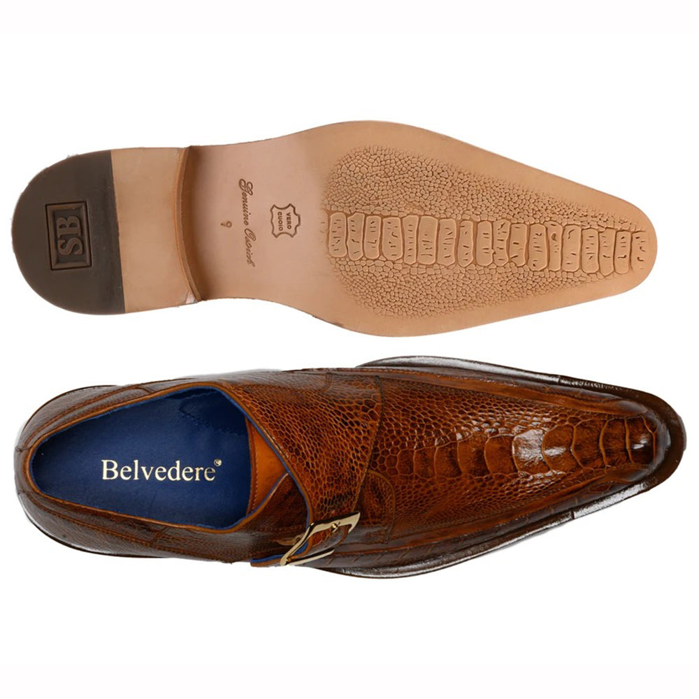 Belvedere Hunter Ostrich Leg / Calfskin Shoes Antique Burnt Amber