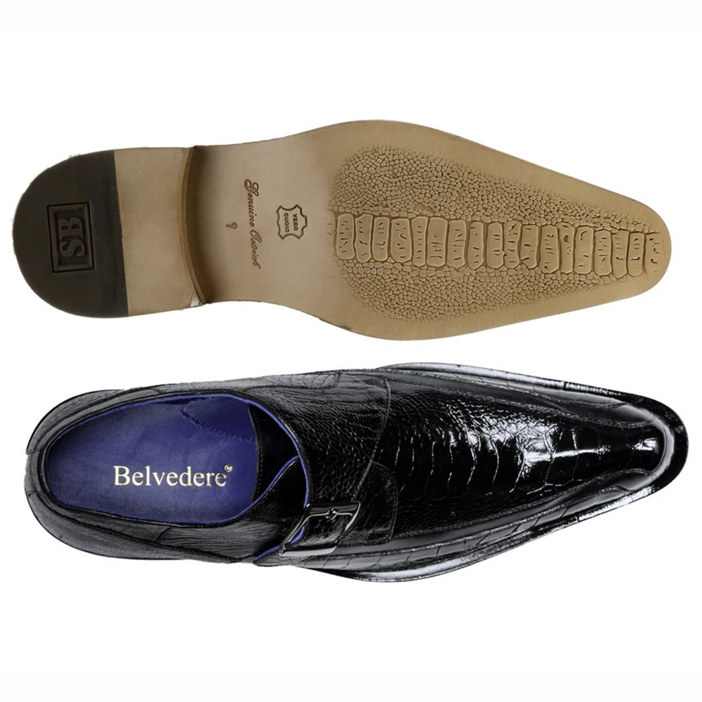 Belvedere Hunter Ostrich Leg / Calfskin Shoes Black