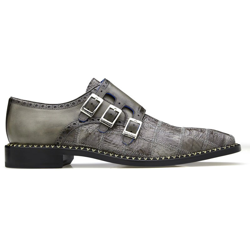 Belvedere Hurricane Caiman Monk Strap Shoes Gray