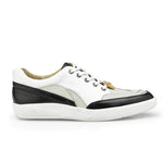 Belvedere Irvin Ostrich & Calfskin Sneakers Black / Pearl / White