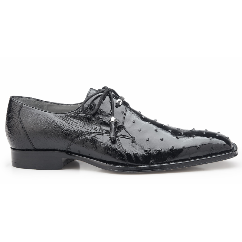 Belvedere Isola Ostrich Quill Dress Shoes Black