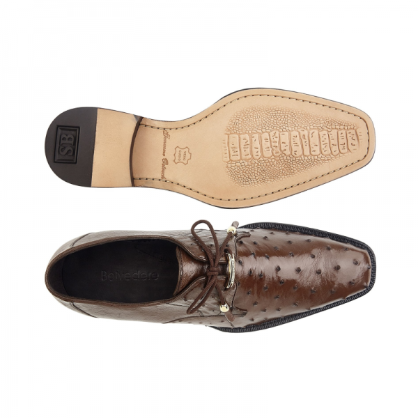 Belvedere Isola Ostrich Quill Dress Shoes Brown