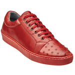Belvedere Jacob Ostrich & Calfskin Sneakers Antique Red