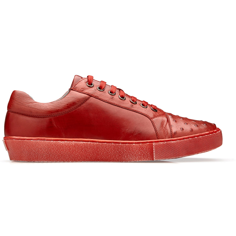 Belvedere Jacob Ostrich & Calfskin Sneakers Antique Red